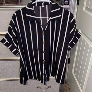 Striped button down top